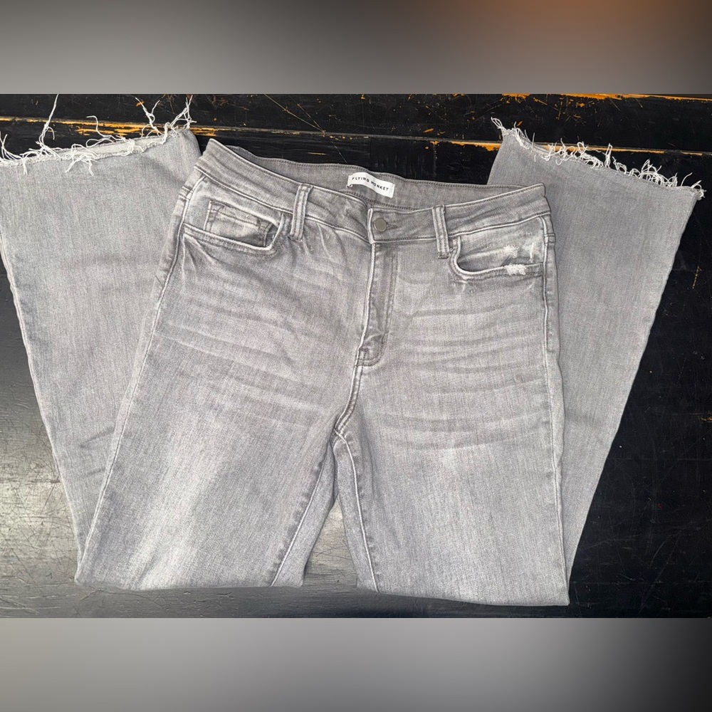 Women's Gray Frayed Hem Jeans